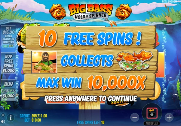 big bass hold and spinner spin 56 free spins triggered