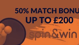 Spin and Win Casino 2nd Deposit Offer: 50% Bonus Up to £200