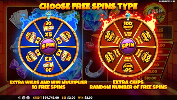 cash chips free spins wheels