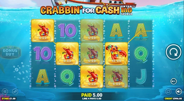 crabbin for cash extra big splash winning combinaiton