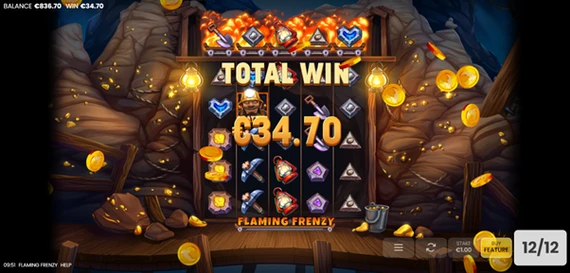 flaming frenzy free spins winnings