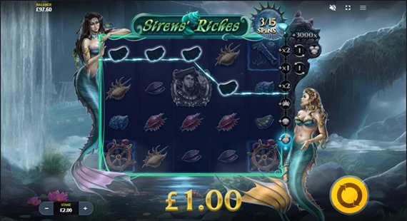 siren's riches base game wins