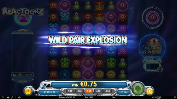 Reactoonz 2 wild pair explosion feature