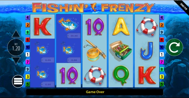 fishin frenzy base spins