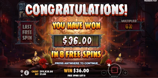 blade and fangs free spin winnings