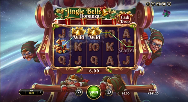 jingle bells bonanza wild symbol winnings