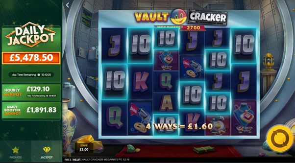 vault cracker megaways winning combination