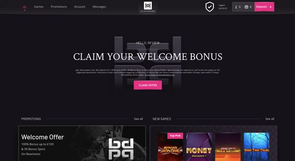 PlayGrand Casino Homepage