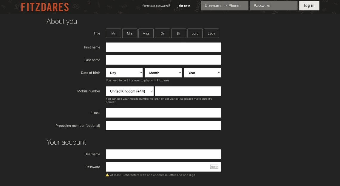 Fitzdares Registratioon