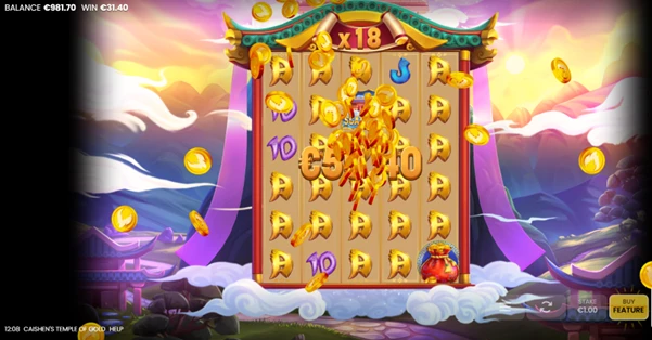 caishen's temple free spins winnings