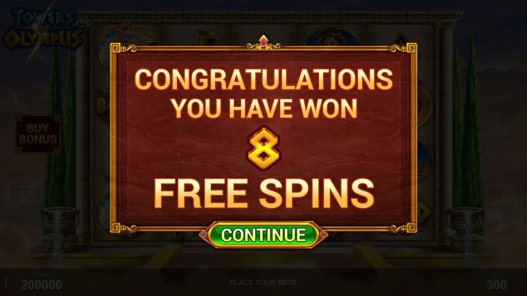towers of olympus free spins