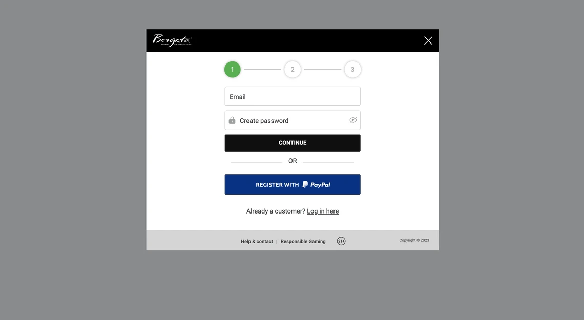 Borgata Registration Step 1