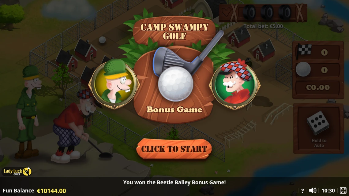 beetle bailey Golf Bonus game