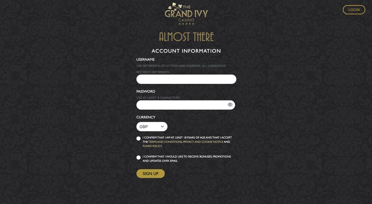 The Grand Ivy Casino Registration Step 3