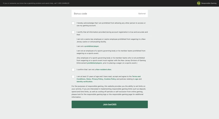 bet365 casino Registration Step 3