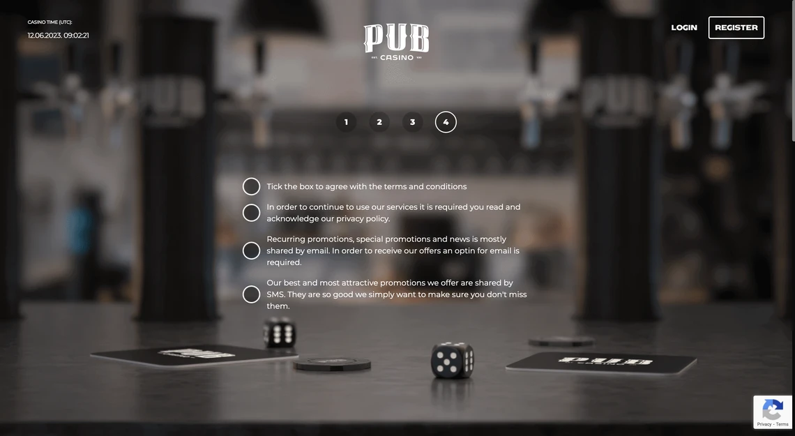 Pub Casino Registration Step 4