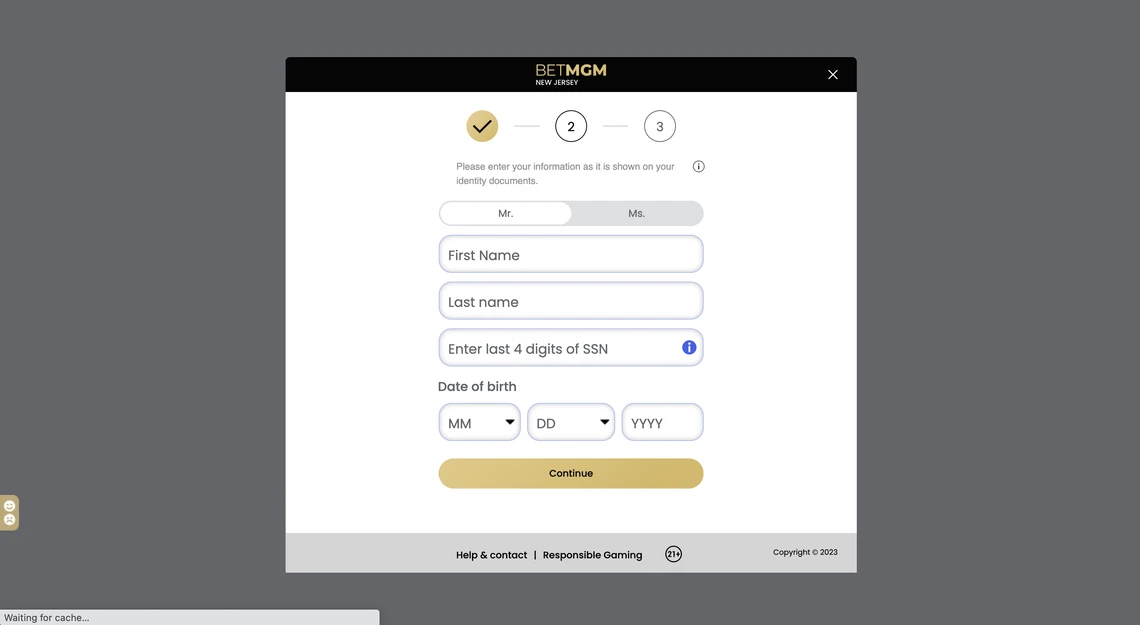 BetMGM Casino Registration Step 3