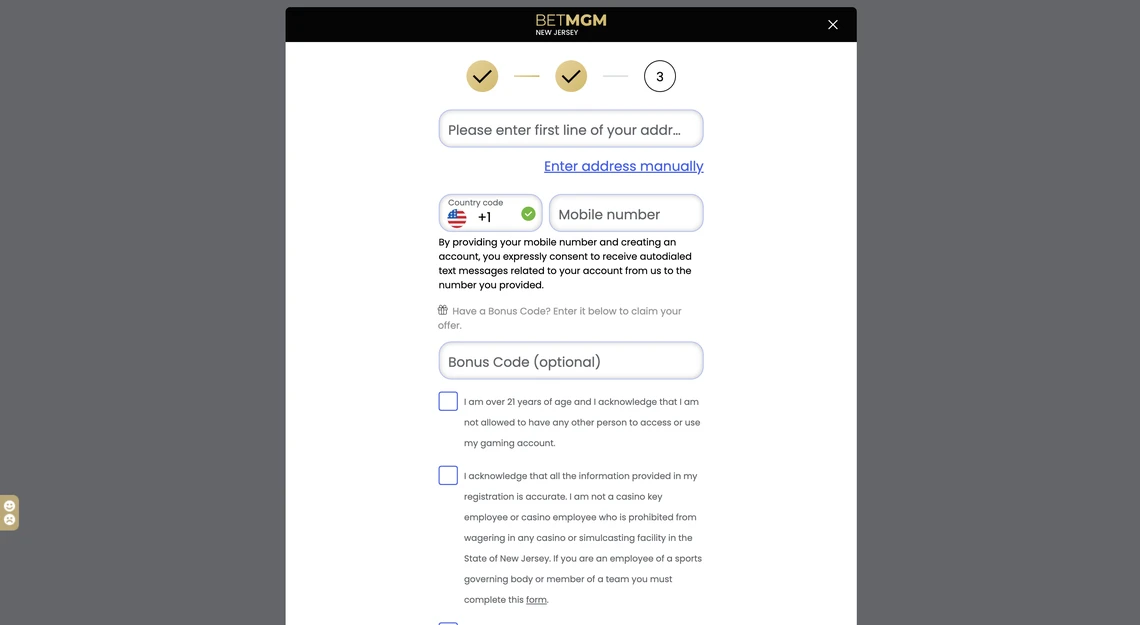 BetMGM Casino Registration Step 4