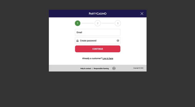 PartyCasino US Registration Step 1