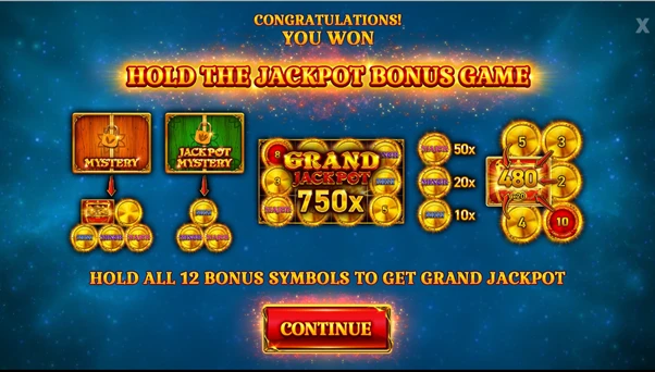 12 coins hold the jackpot bonus unlocked