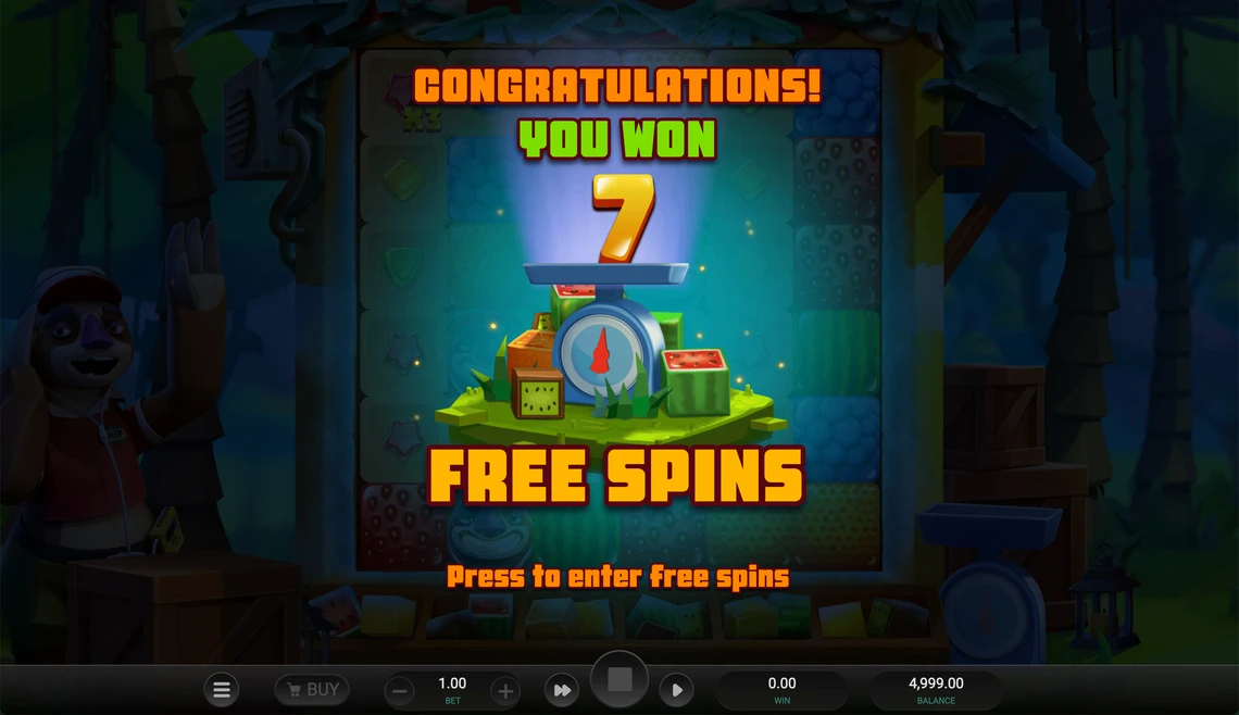 Sloth Tumble free spins unlocked