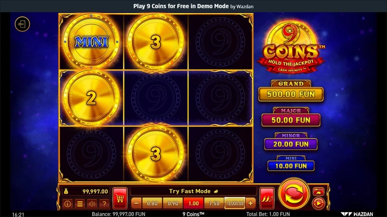 9 Coins Hold the Jackpot (Wazdan) 1