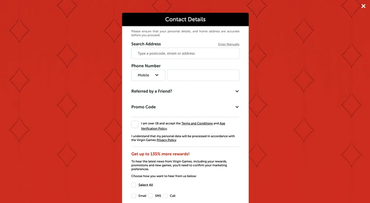 Virgin Games Casino Registration Step 3