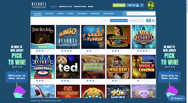 Resorts Online Casino Lobby