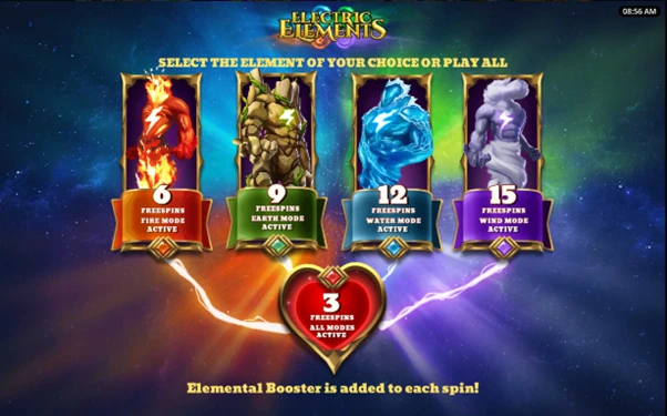 electric elements free spins choice