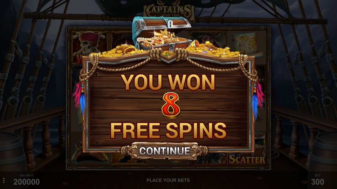 captains of the coast free spins unlocked