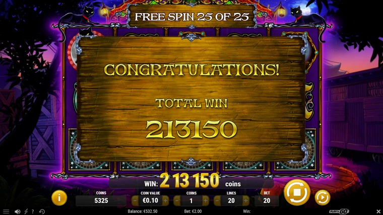 Fortune Teller free spin winnings