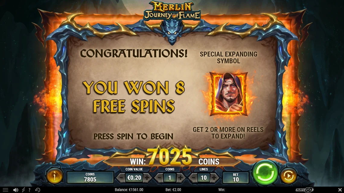 Merlin journey of flame free spins unlocked