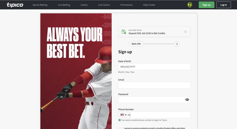 Tipico Sportsbook Registration Step 1
