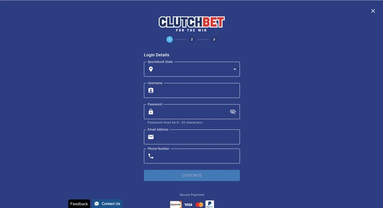 ClutchBet Registration Step 1