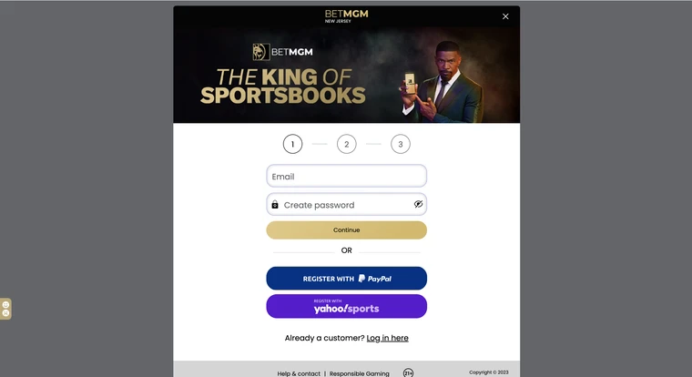 BetMGM Sportsbook Registration Step 1