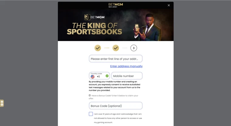 BetMGM Sportsbook Registration Step 3