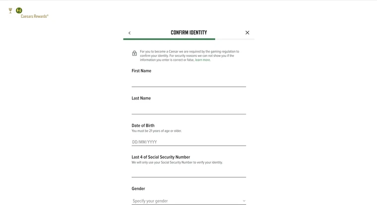 Caesars Sportsbook Registration Step 3