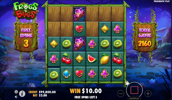 frogs and bugs free spins bonus
