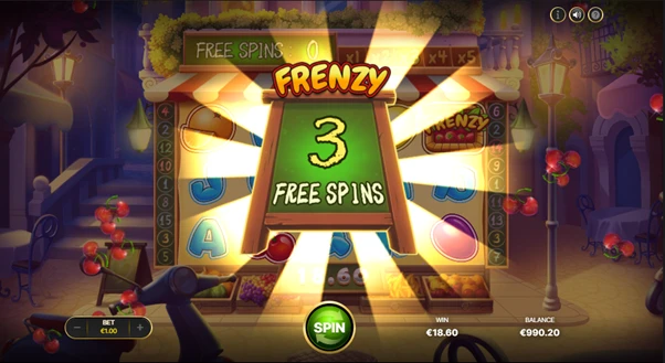 fruit shop frenzy free spins triggered