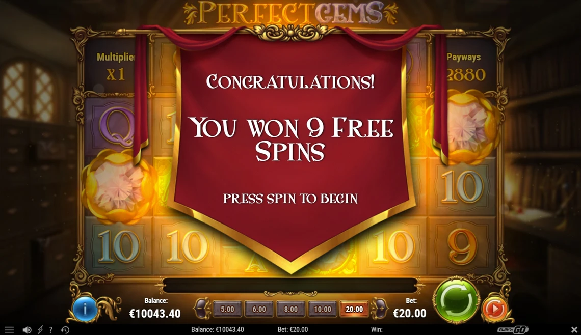 Perfect Gems free spins unlocked