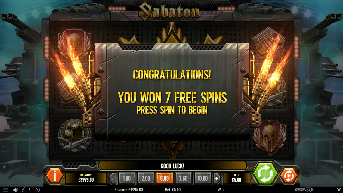 Sabaton free spins unlocked