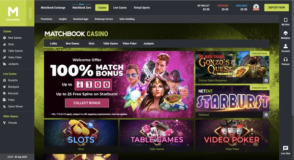Matchbook Casino Lobby