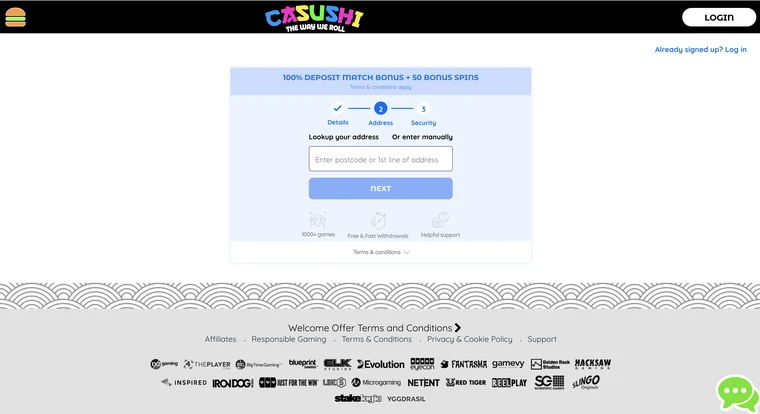 Casushi Registration Step 2