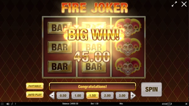 fire joker bonus win