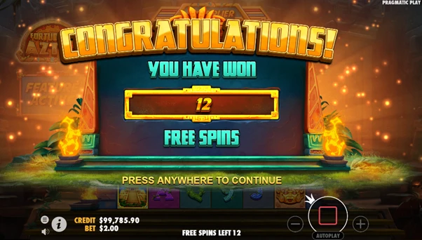 fortunes of aztec free spin unlocked