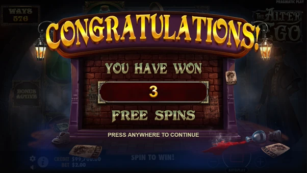 the alter ego free spins unlocked