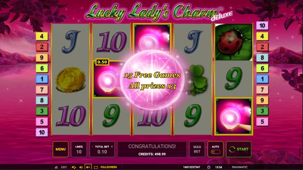 lucky lady's charm deluxe free spins unlocked