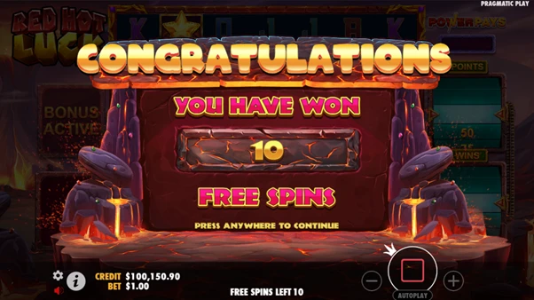 red hot luck free spins unlocked