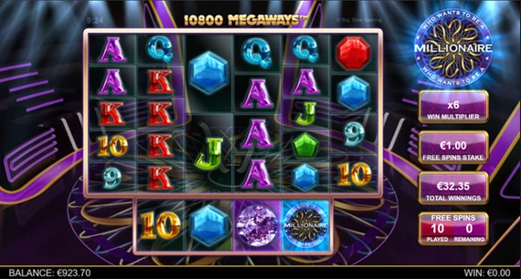 who wants to be a millionaire megaways free spins