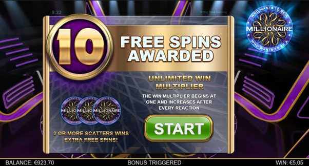 who wants to be a millionaire megaways free spins unlocked
